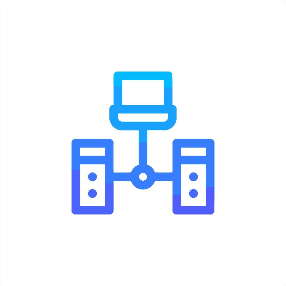A computer and a server are connected to each other vector