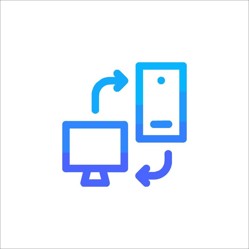 A computer and a monitor are connected to each other vector