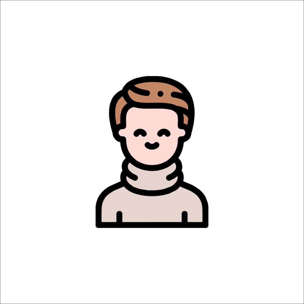 A man in a turtle neck is shown in a line icon vector