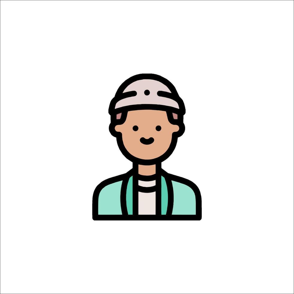 A man in a hard hat icon vector