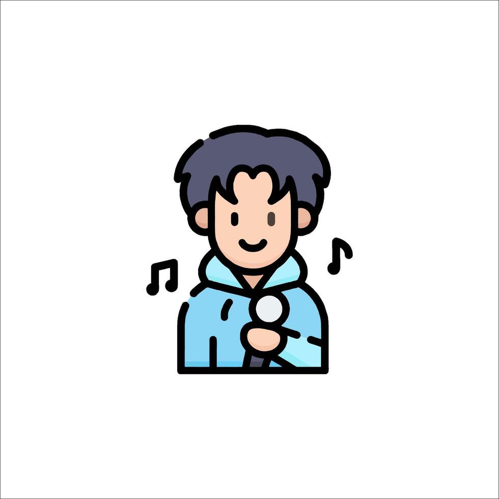 A cartoon man with a microphone and music notes vector