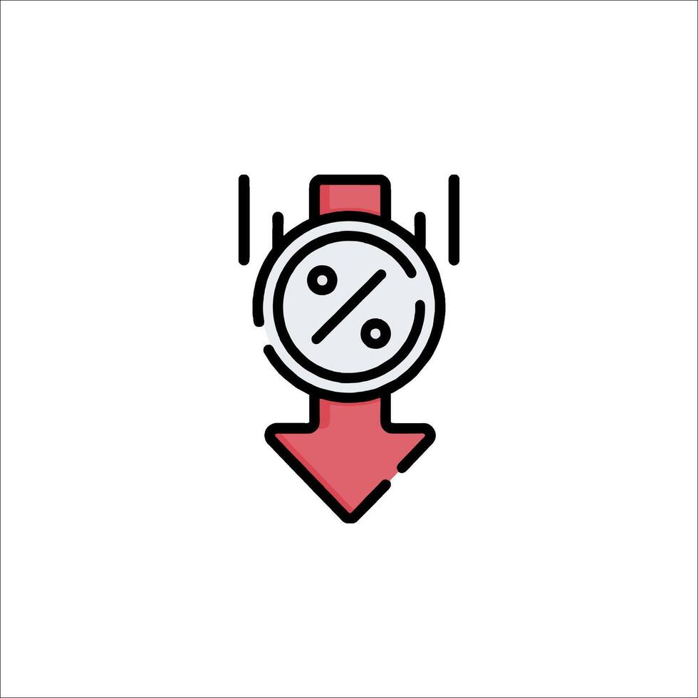 A red arrow pointing down on a white background vector