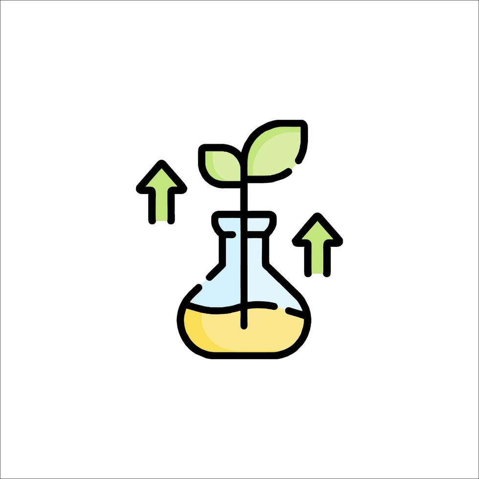A plant growing in a flask with arrows pointing up vector