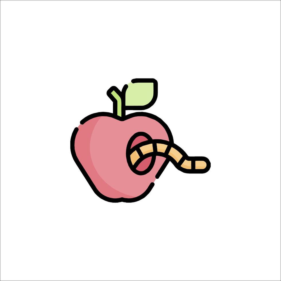 An apple with a worm in it vector