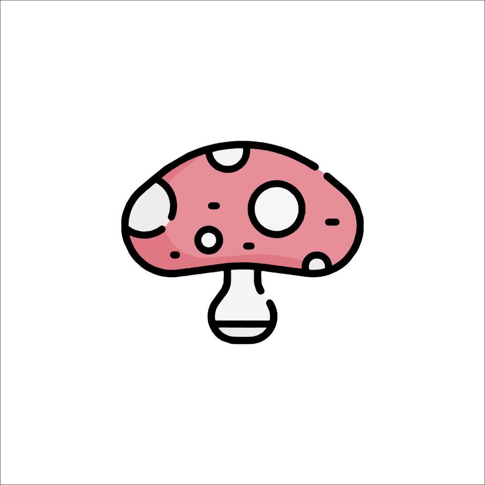 A pink mushroom icon with polka dots vector