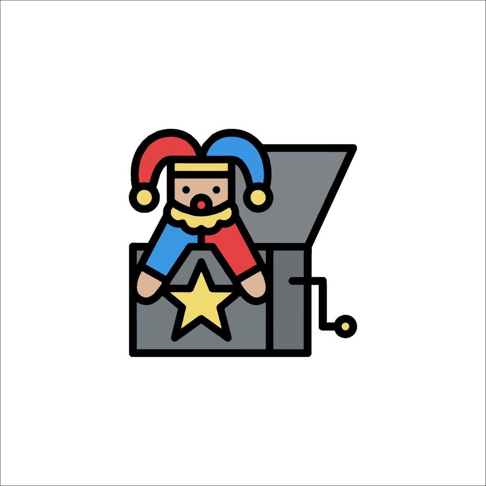 A cartoon jester sitting in a box with a star vector