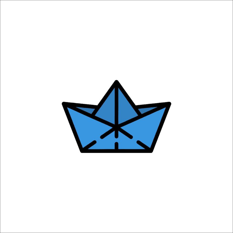 A blue paper boat icon on a white background vector