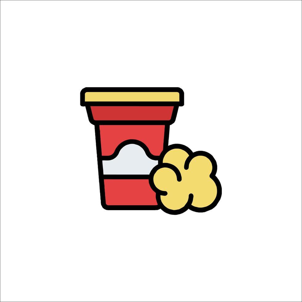 A red cup with popcorn and a lid vector