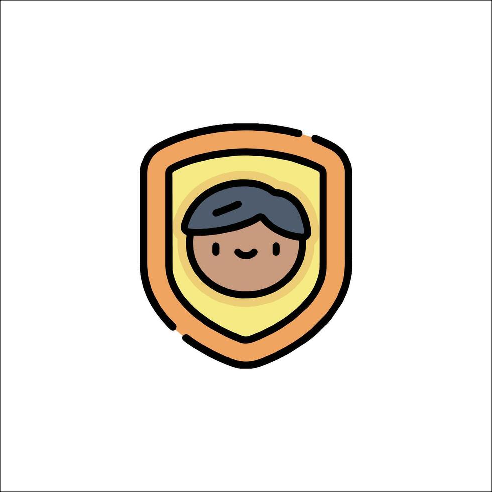 A cartoon character in a shield icon vector