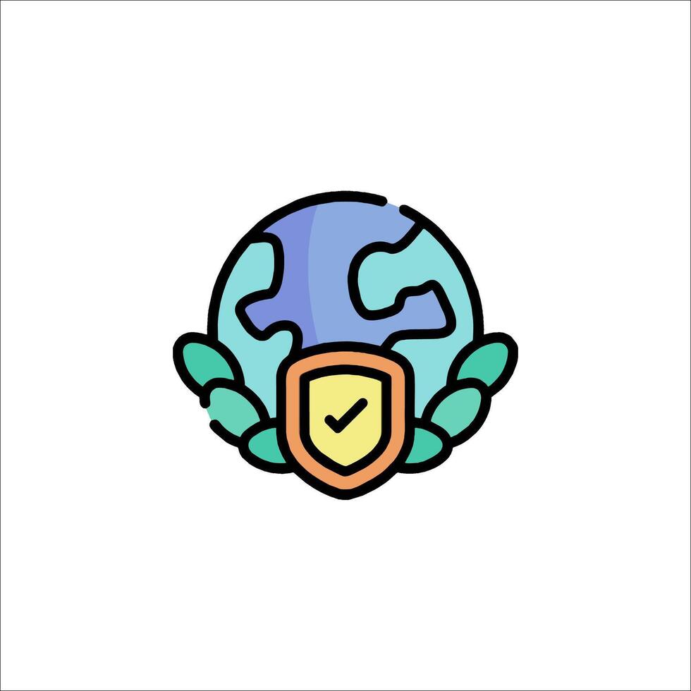 A globe with a shield and a tick vector