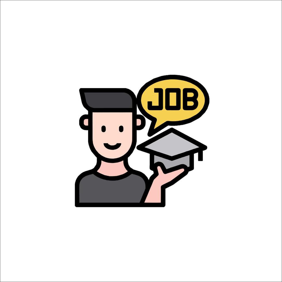 A man holding a job hat and a graduation cap vector
