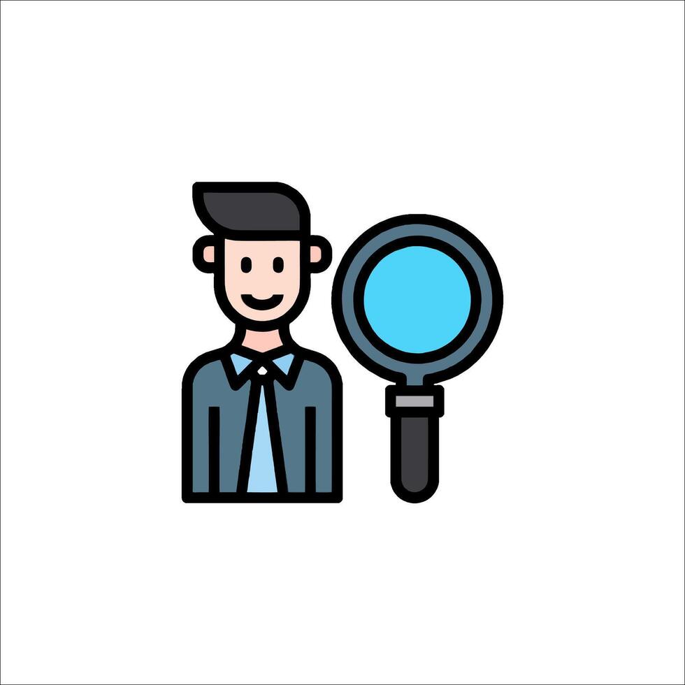 A man with a magnifying glass icon vector