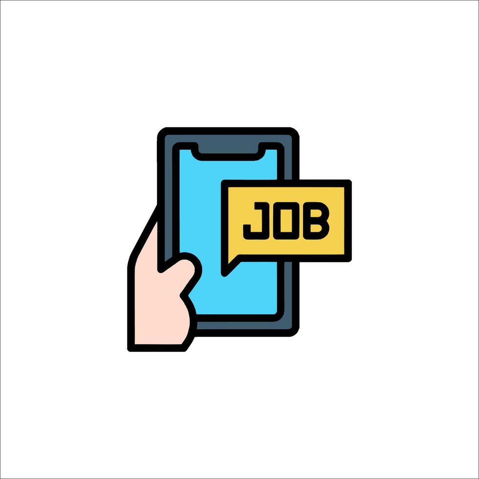 Job icon with hand holding smartphone and job sign vector