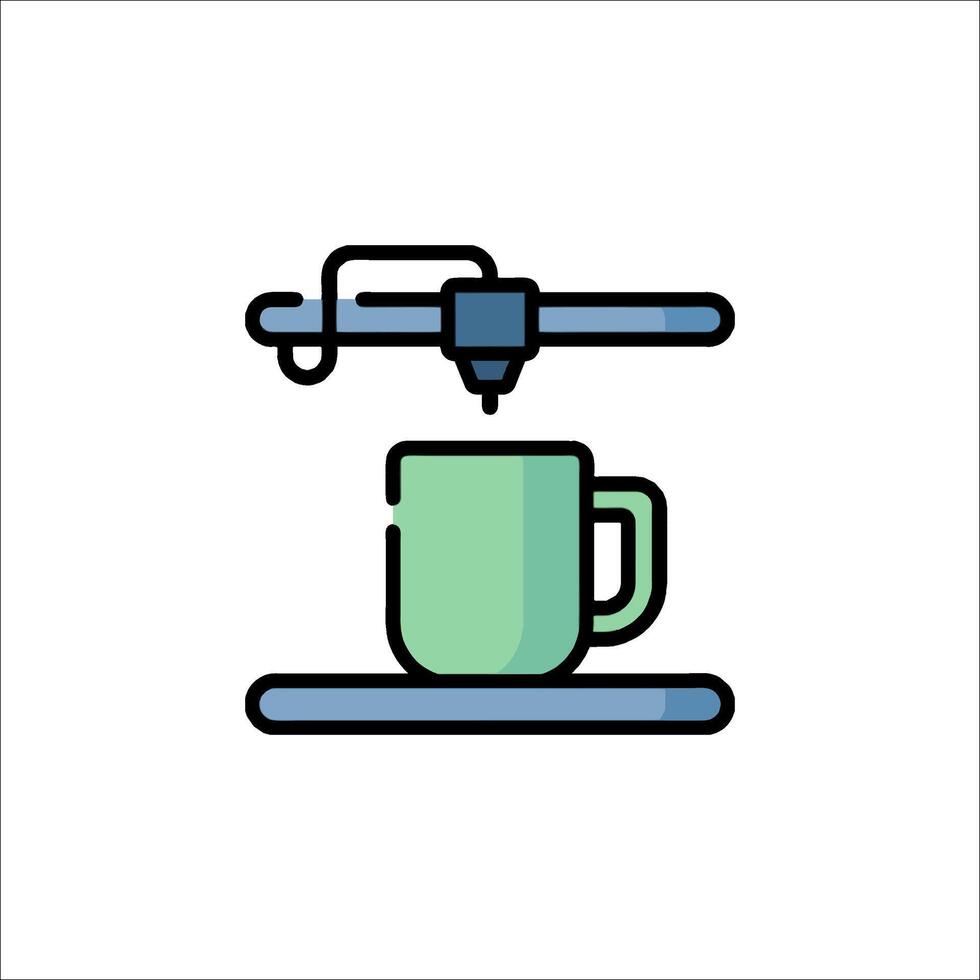 A coffee cup is being made by a 3d printer vector