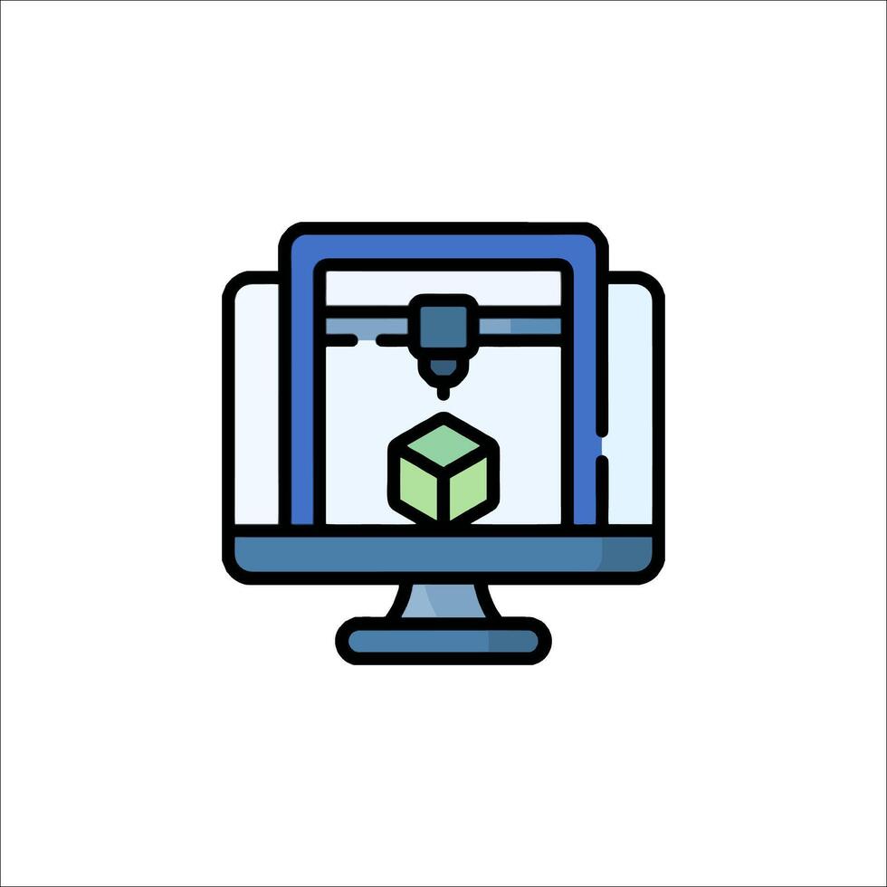 A computer screen with a cube on it vector