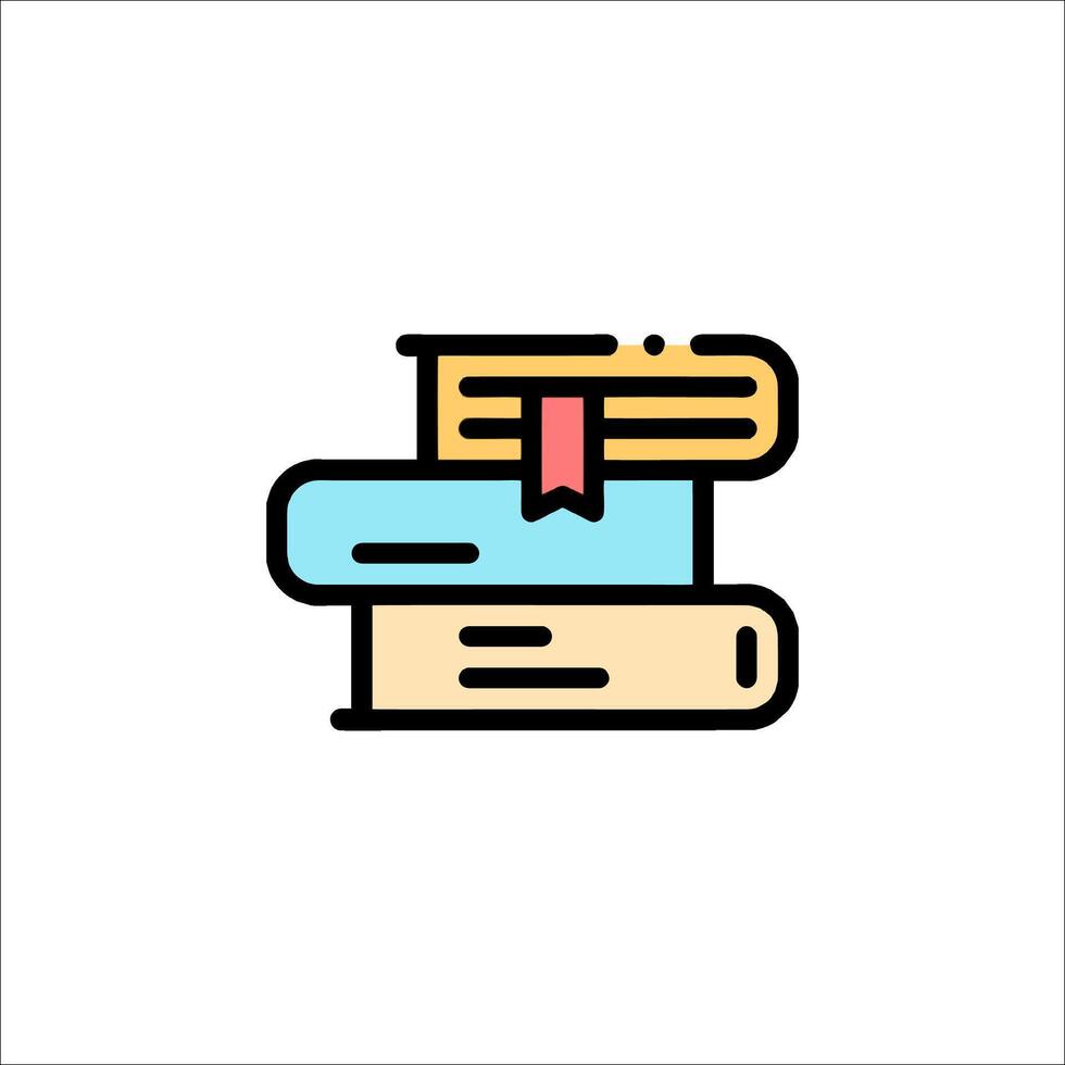 A stack of books icon in a flat style vector