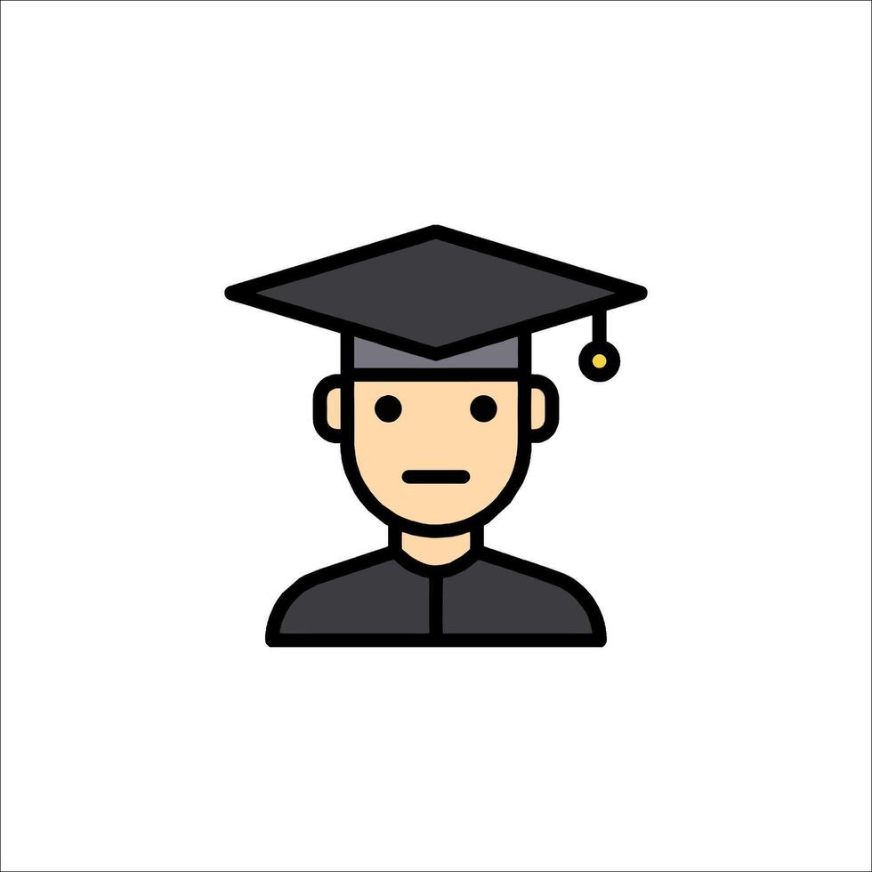 A graduate icon with a black hat and a graduation cap vector
