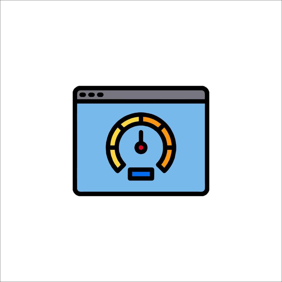 A speedometer icon on a computer screen vector