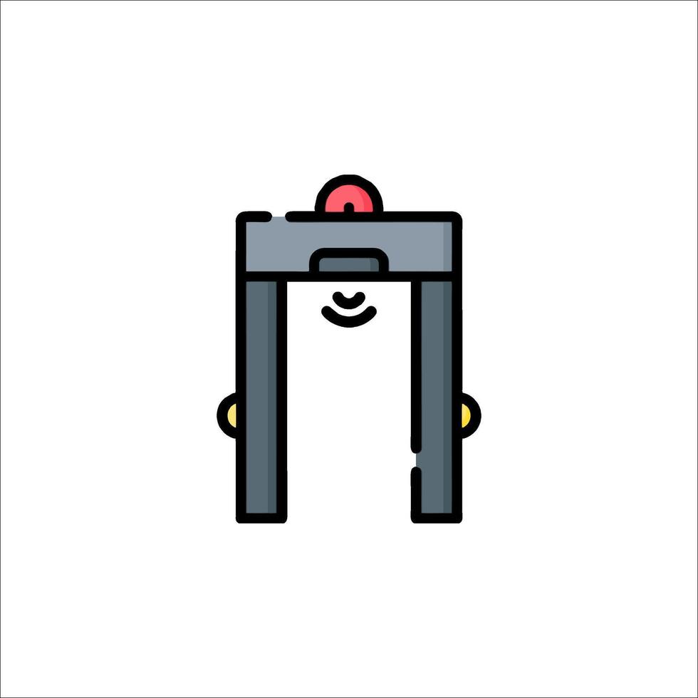 A door with a red button on it vector