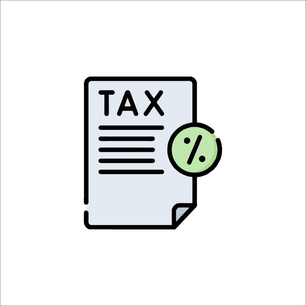 Tax icon, flat line style illustration vector