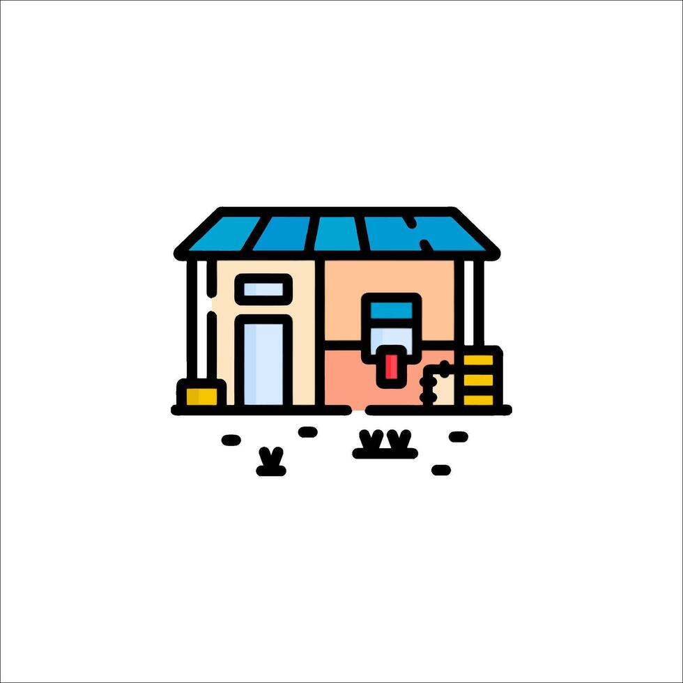 A small house with a blue roof on a white background vector
