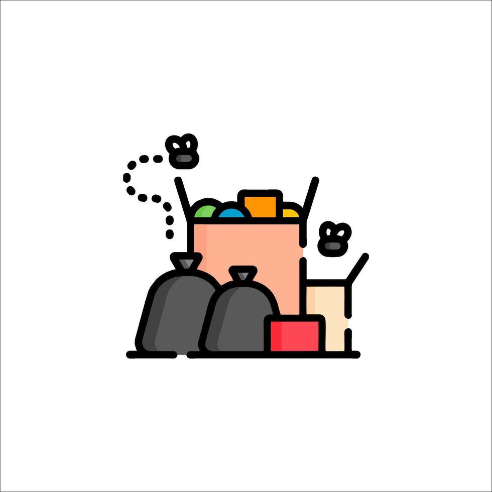 A garbage bag with a trash can and a bag of garbage vector
