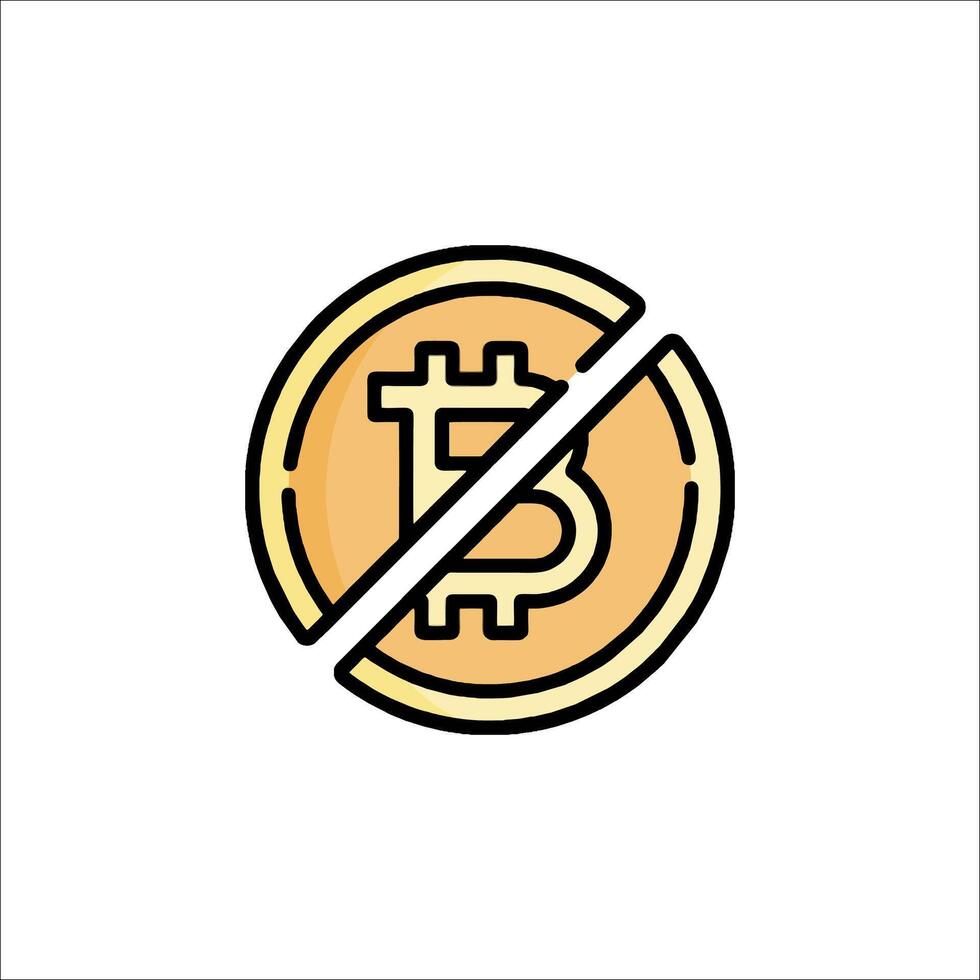 Bitcoin icon with no sign on white background vector