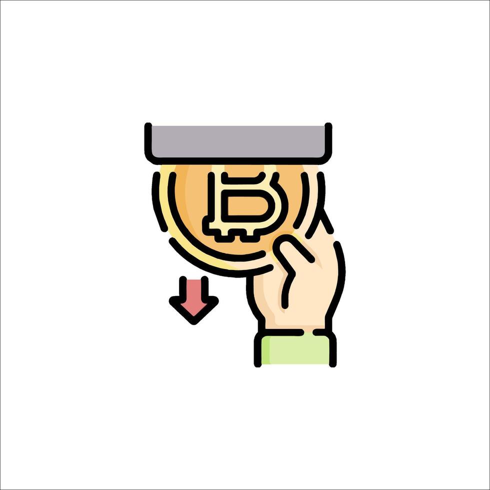 Bitcoin icon, illustration, line style vector