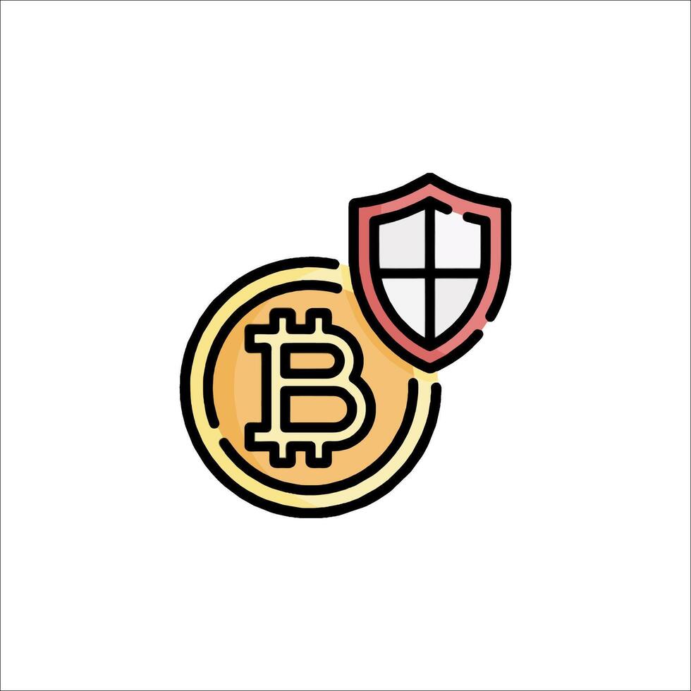 Bitcoin and shield icon vector