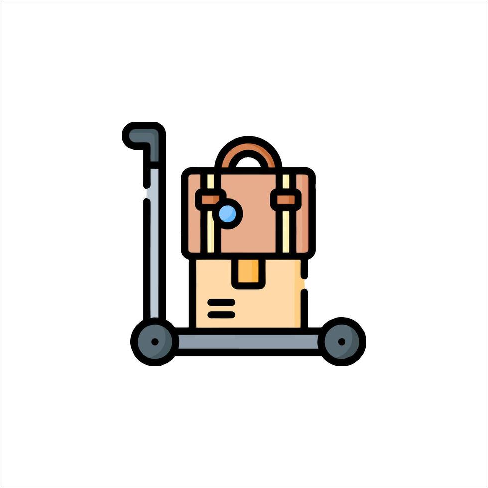 A hand truck with a suitcase on it vector