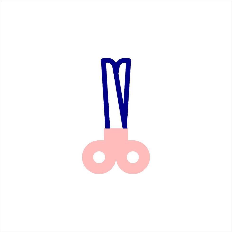A pair of scissors with a blue handle and pink blade vector