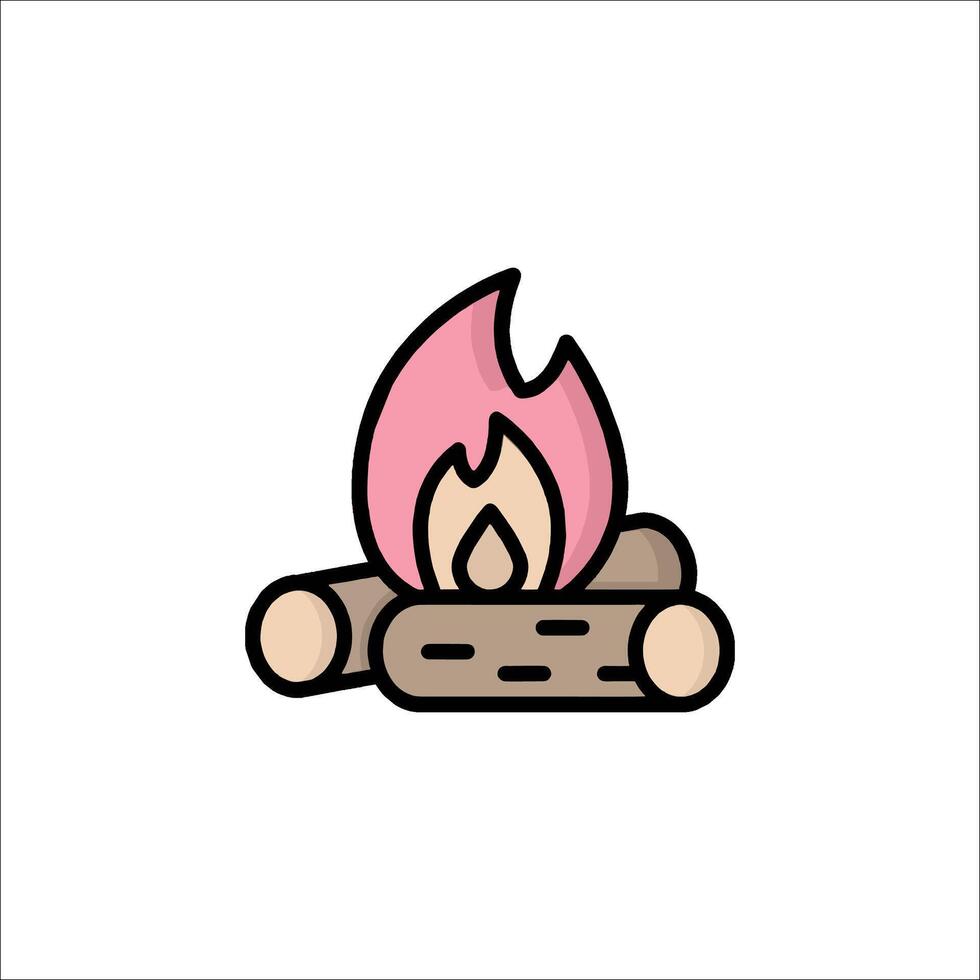 A pink fire with logs on a white background vector