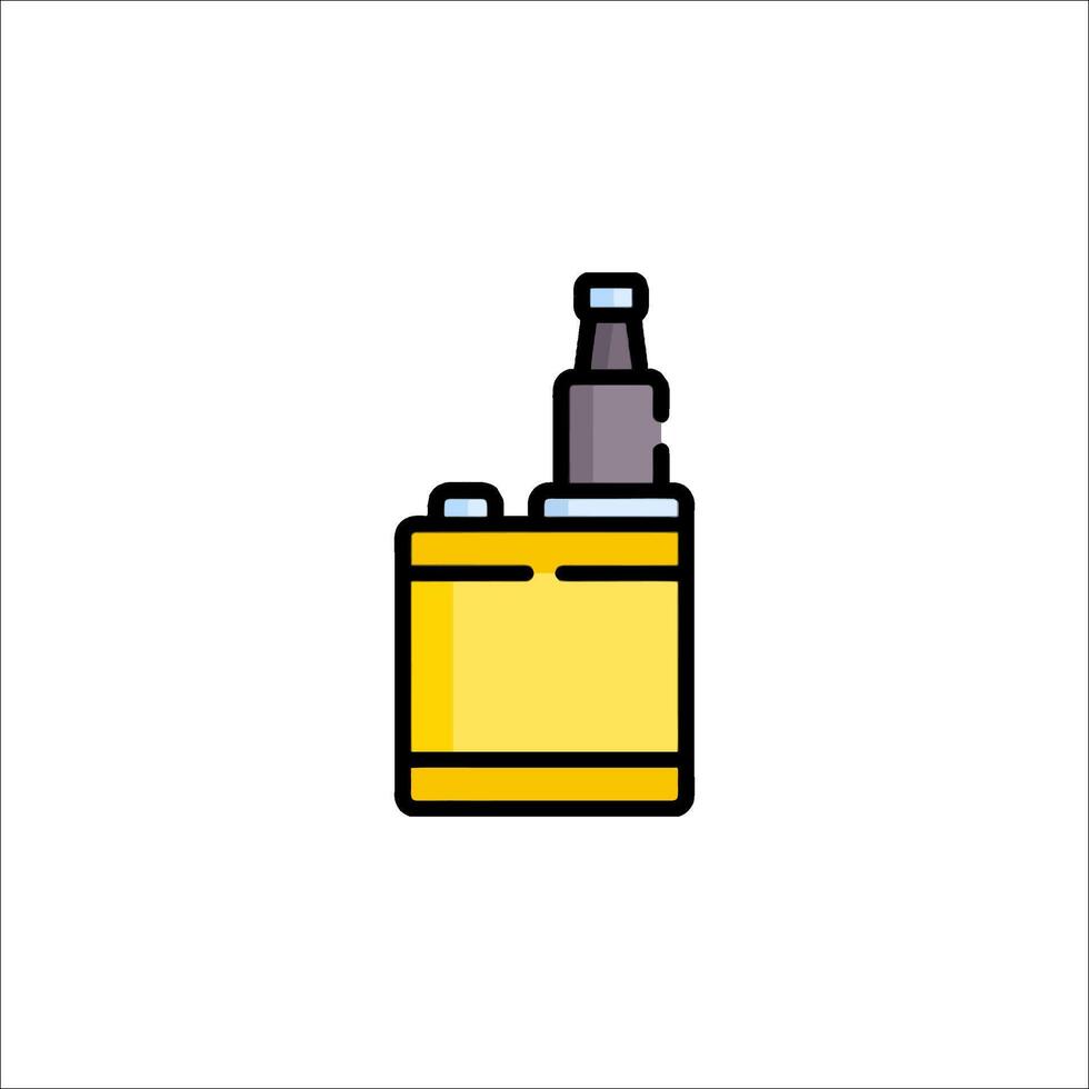 A yellow battery with a bottle on top vector
