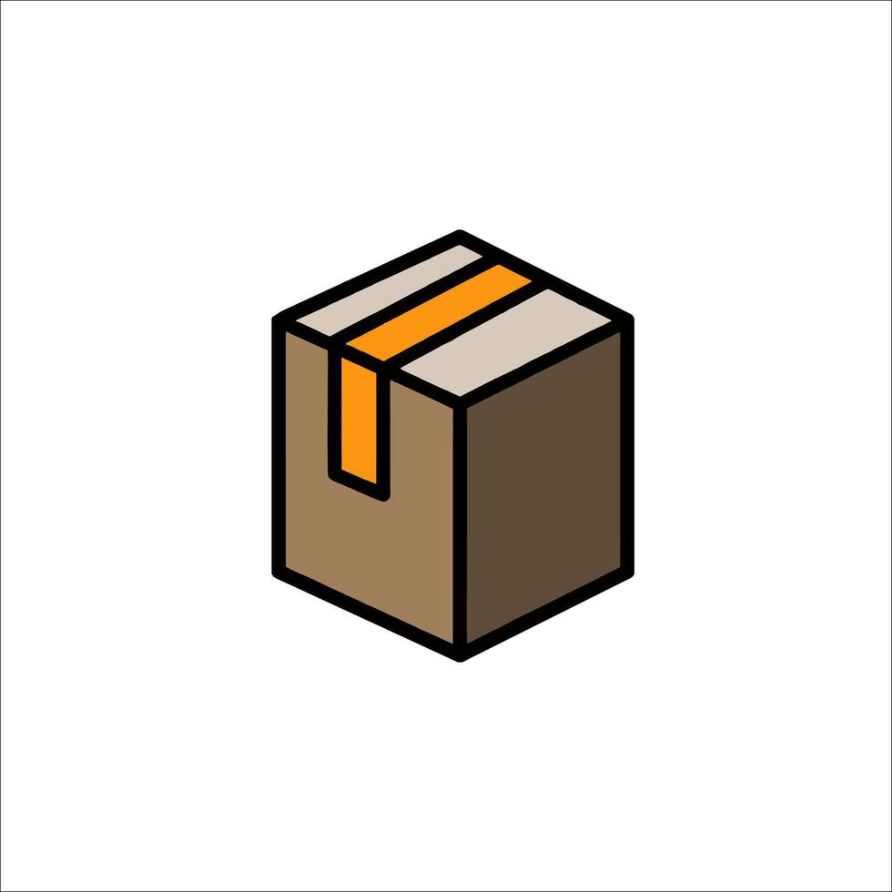 A box with a ribbon on it is shown in a flat style vector