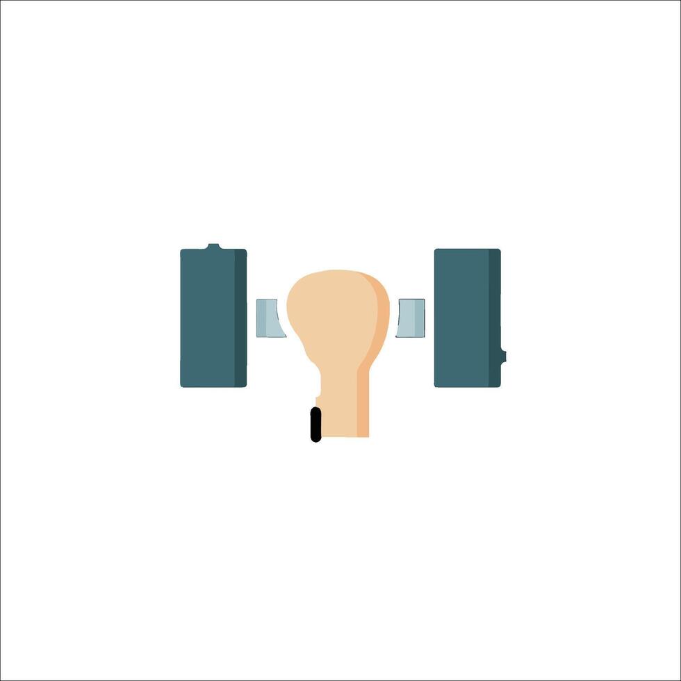 A hand holding a dumbbell icon on a white background vector