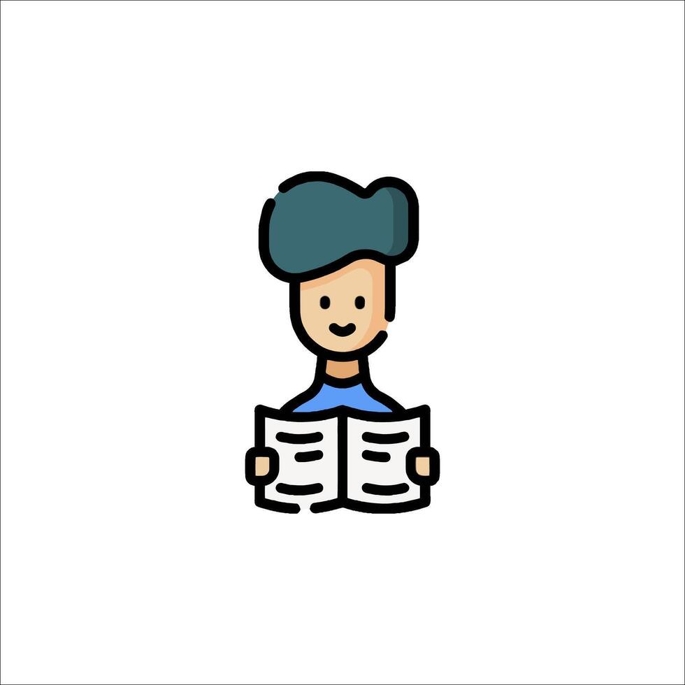 A cartoon man reading a newspaper vector