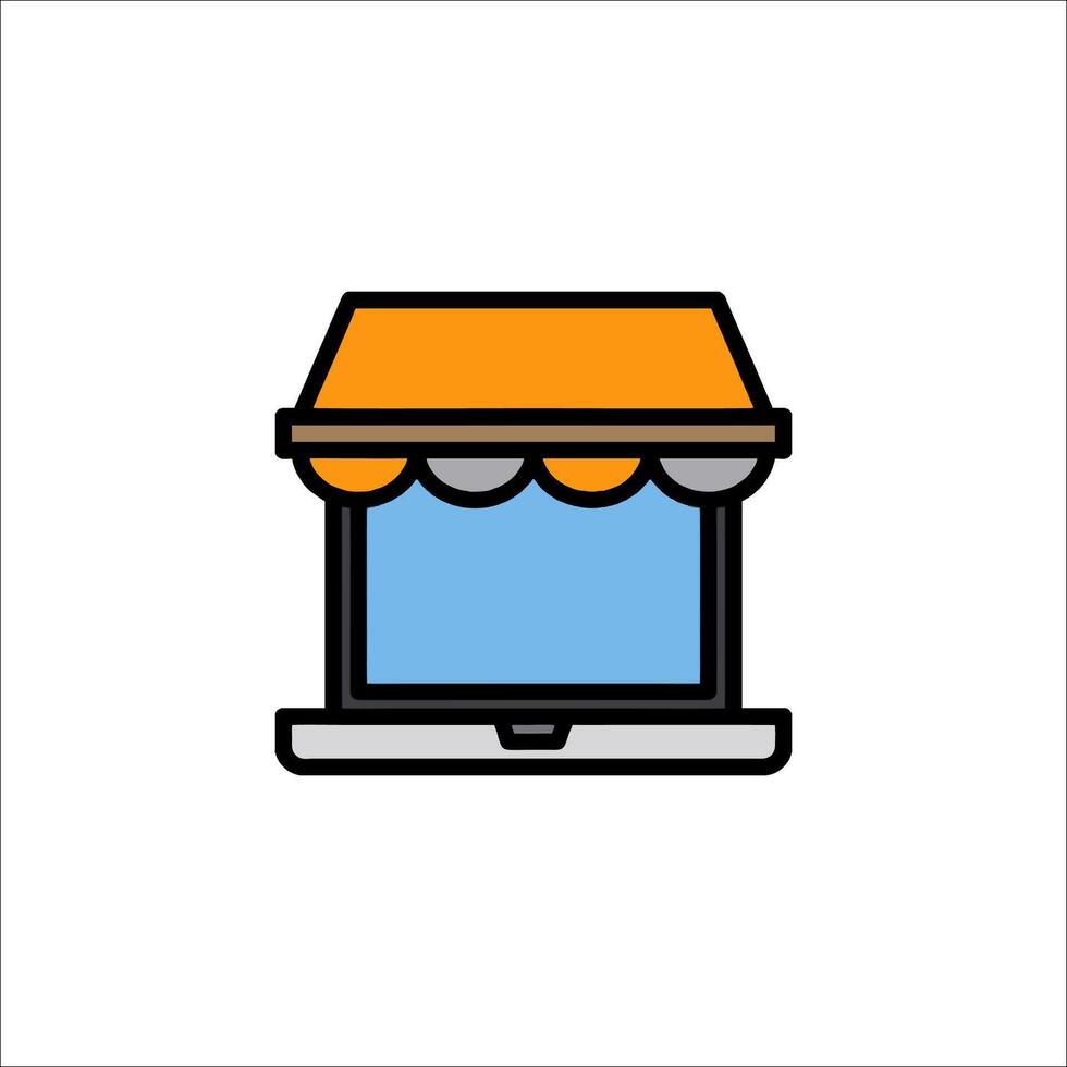 A laptop with a store front on it vector