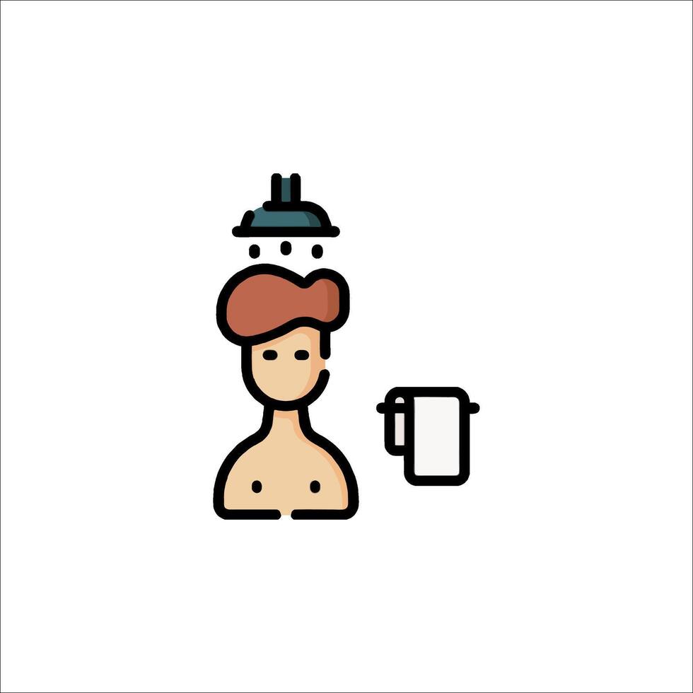 A man is taking a shower with a towel vector