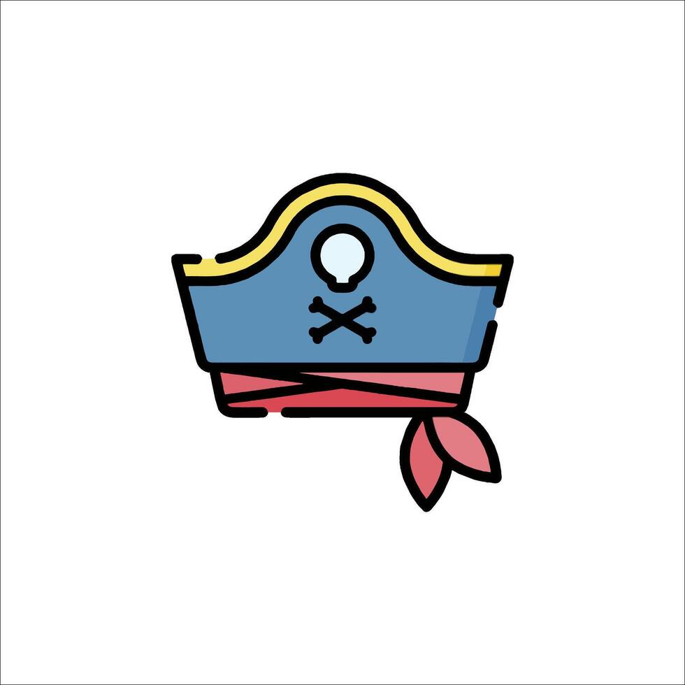 A pirate hat icon with a skull and crossbones vector