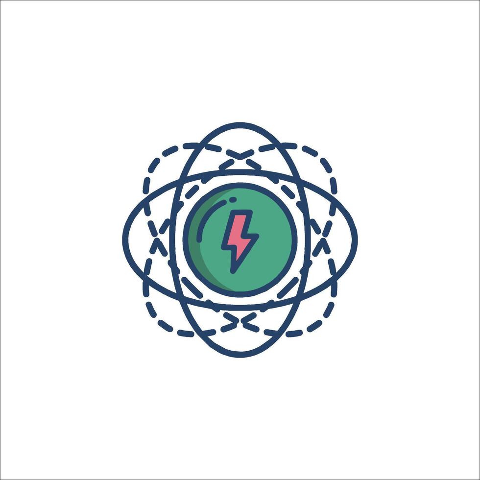An atom with a lightning bolt on it vector