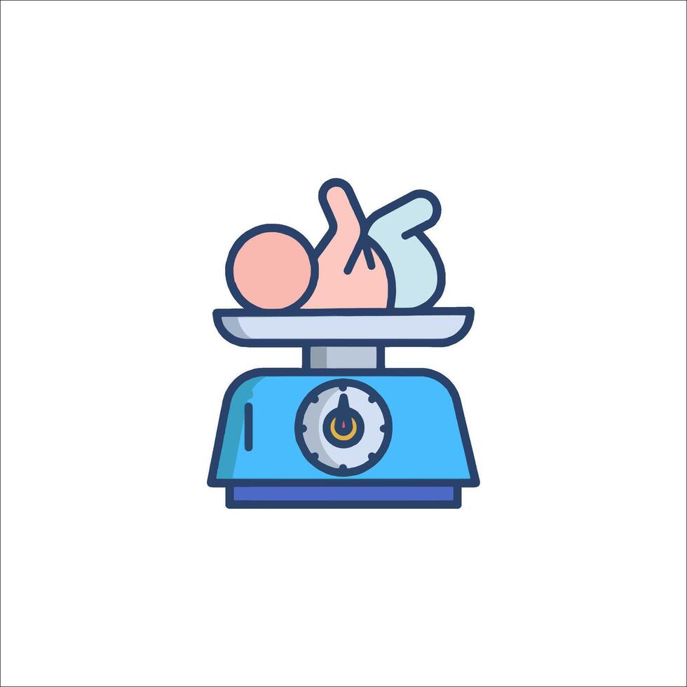 Baby on scales icon vector
