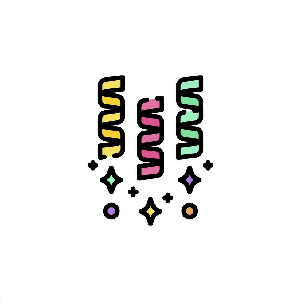 A colorful streamers and confetti icon vector