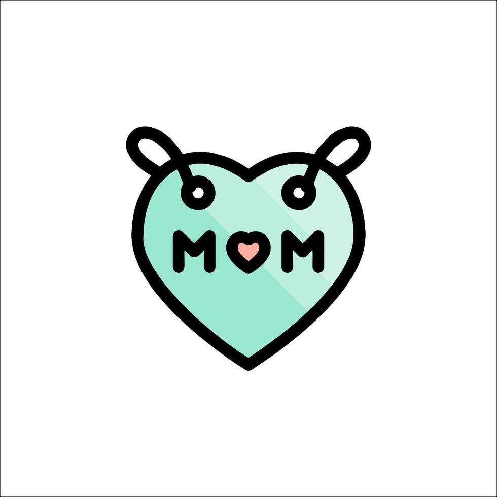 A heart shaped icon with the word mom vector