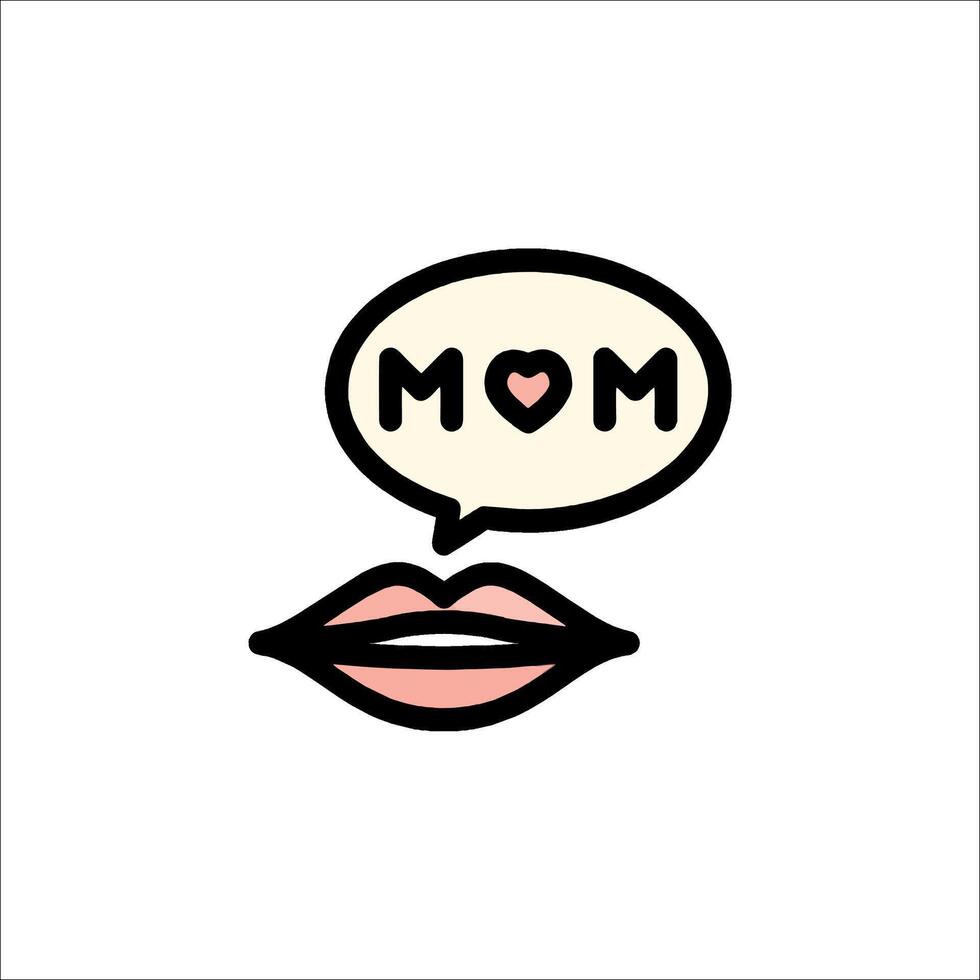 A woman's lips with the word mom in a speech bubble vector