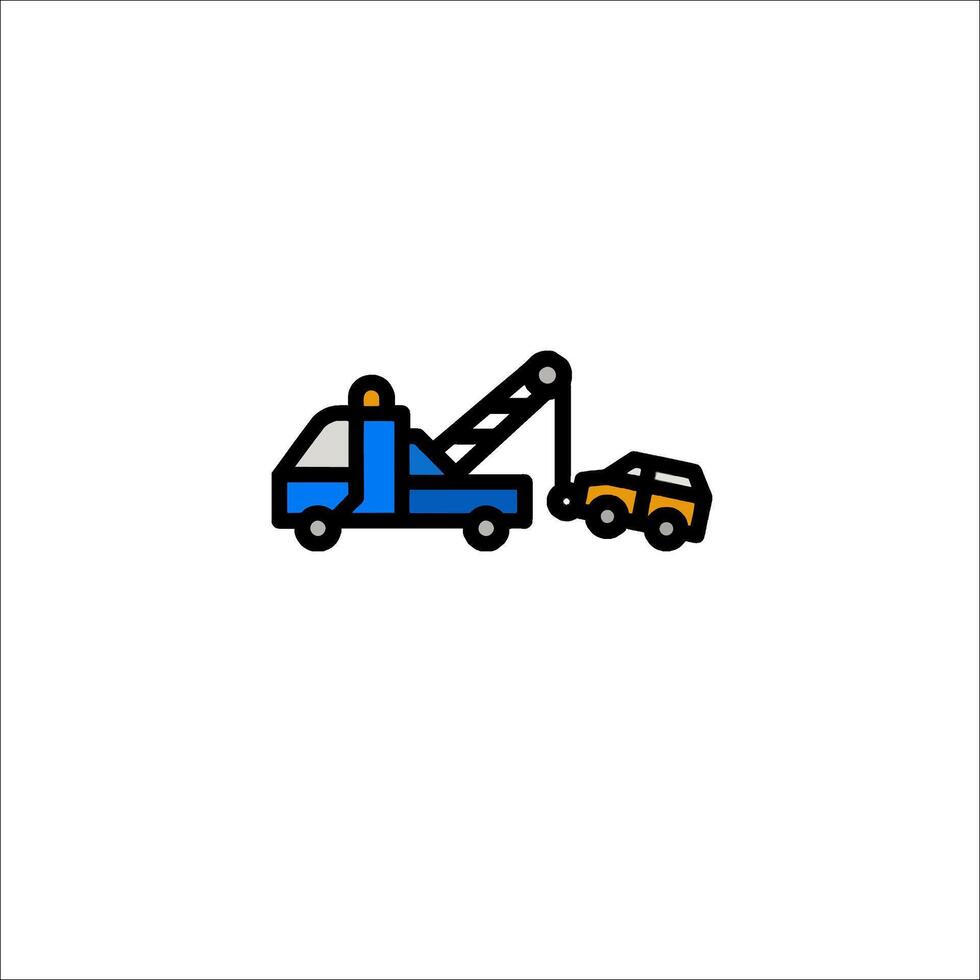 A tow truck is being towed by a car vector