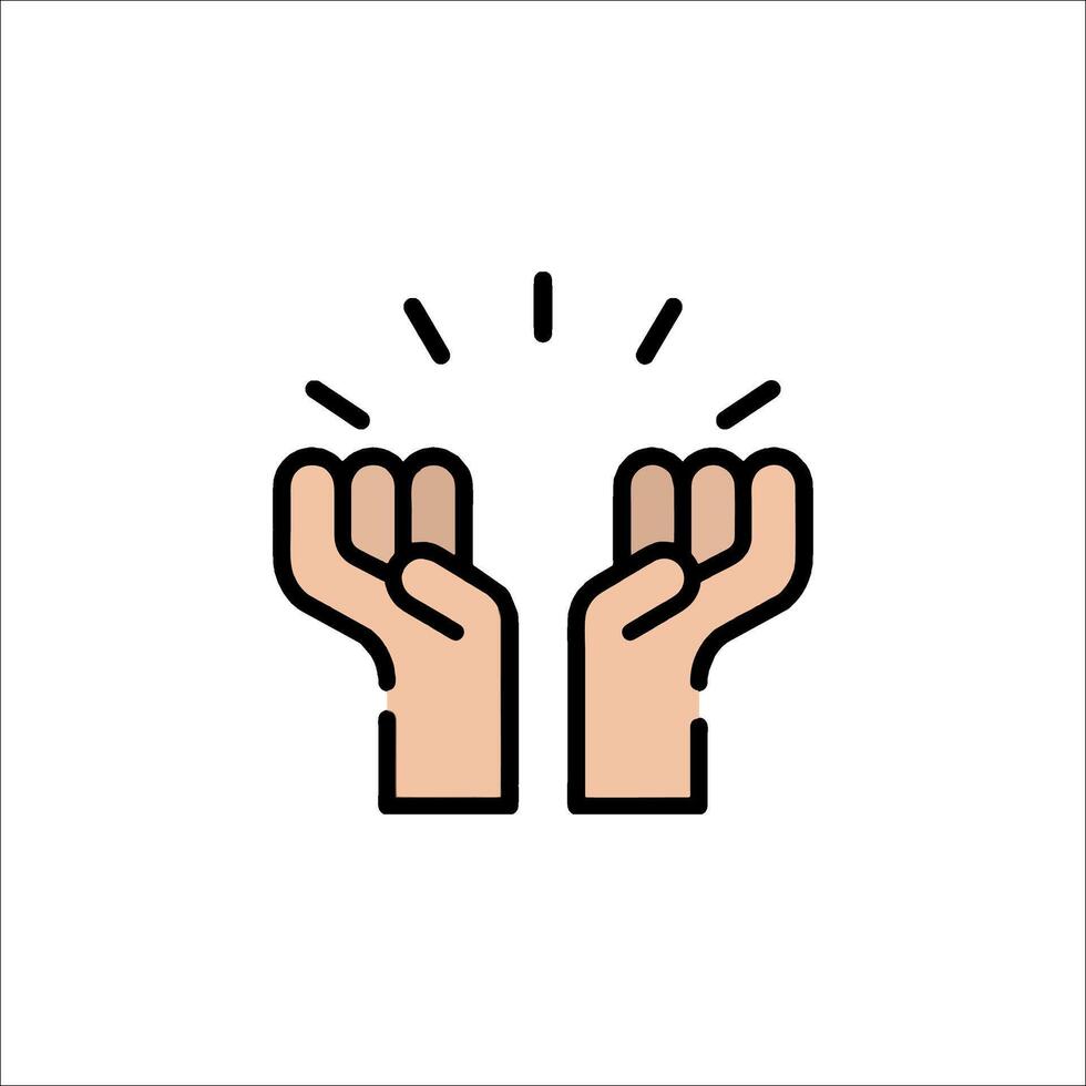 Two hands raised up in the air with a light coming from them vector