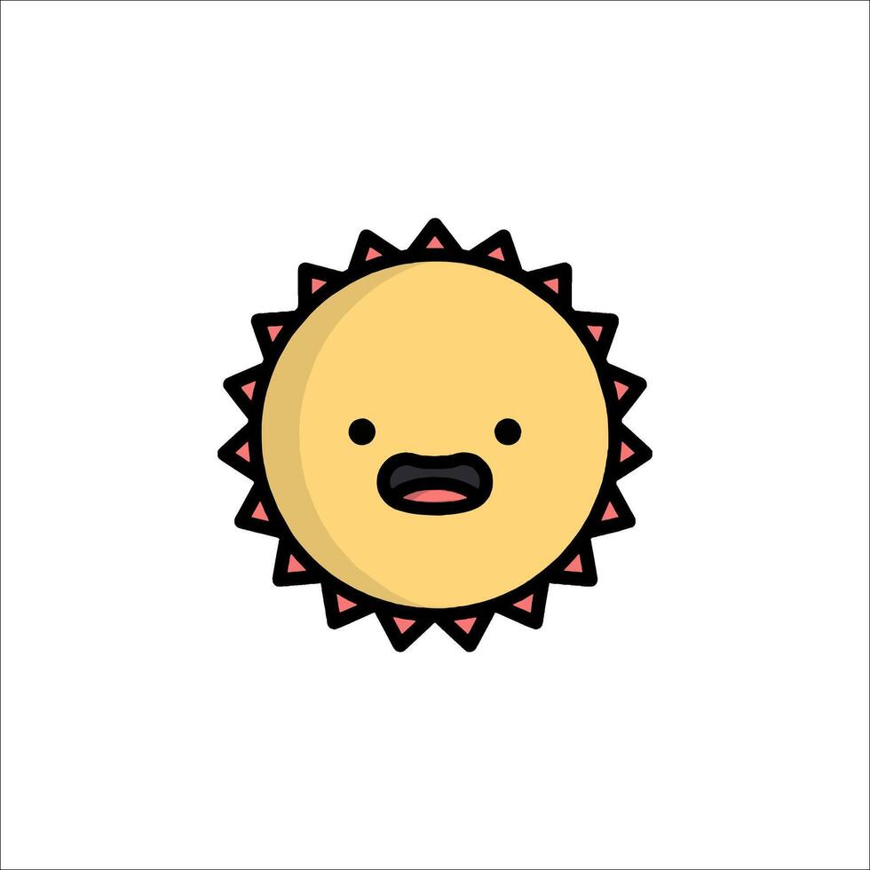 A cartoon sun with a face and a frown vector