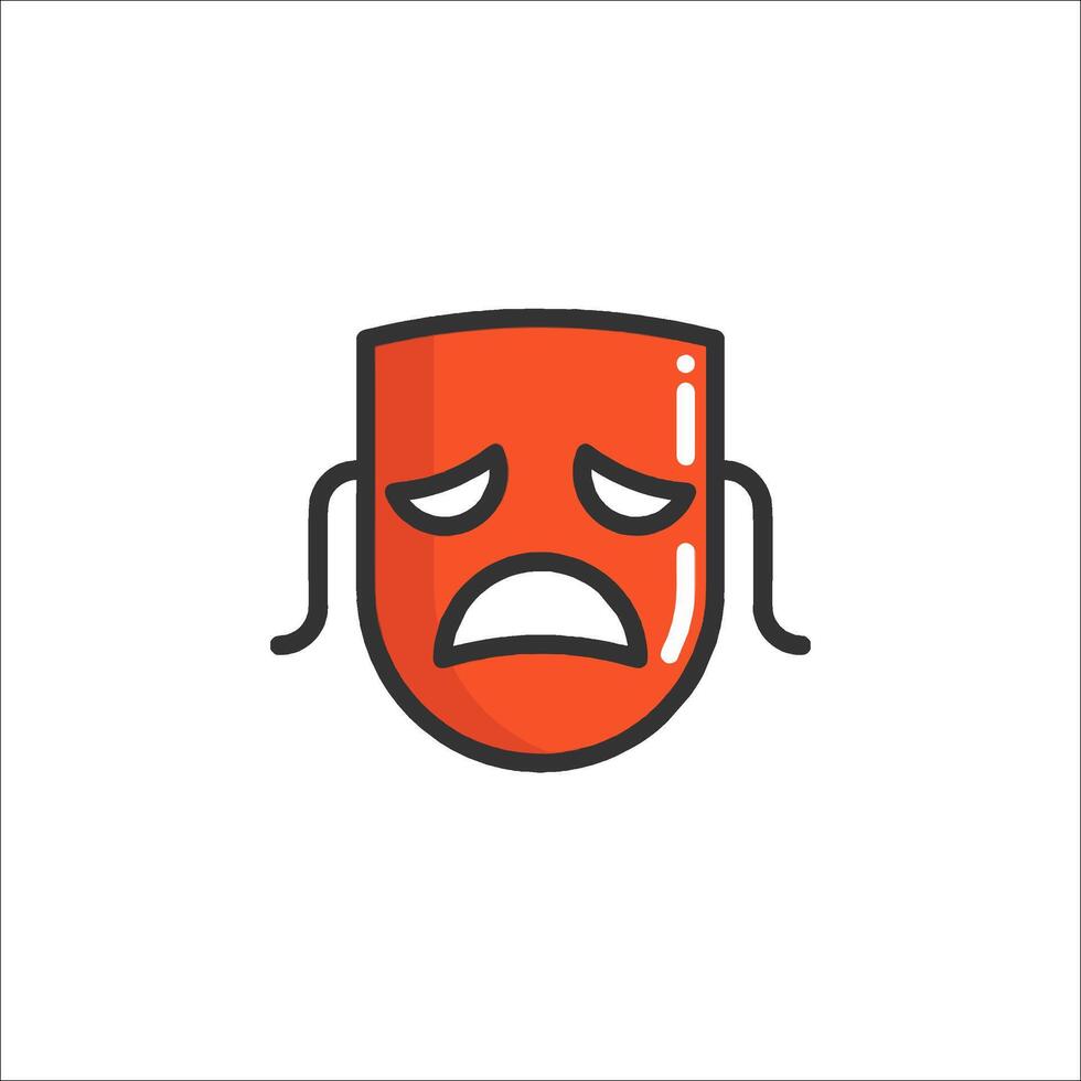 A red mask with a sad face on it vector
