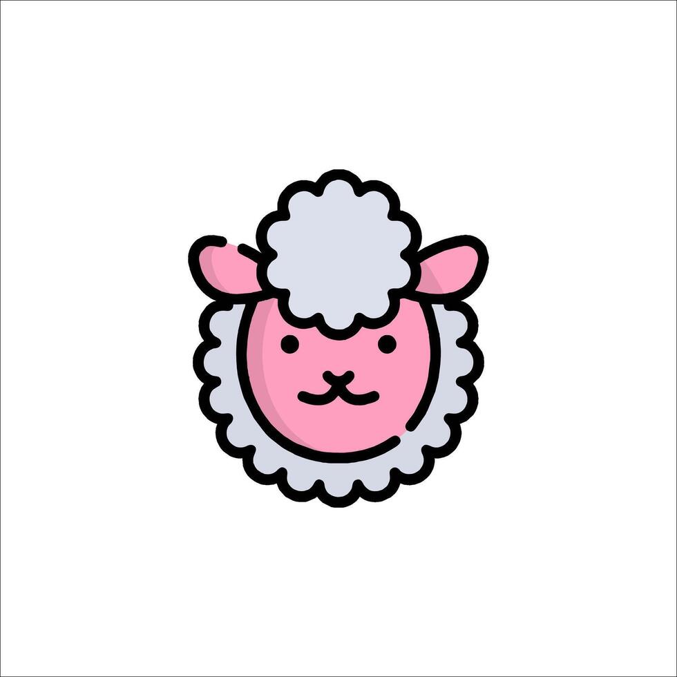 A cute pink sheep head icon on a white background vector