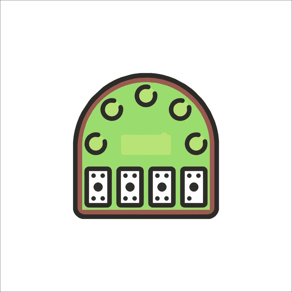 A green and white icon of a casino machine vector